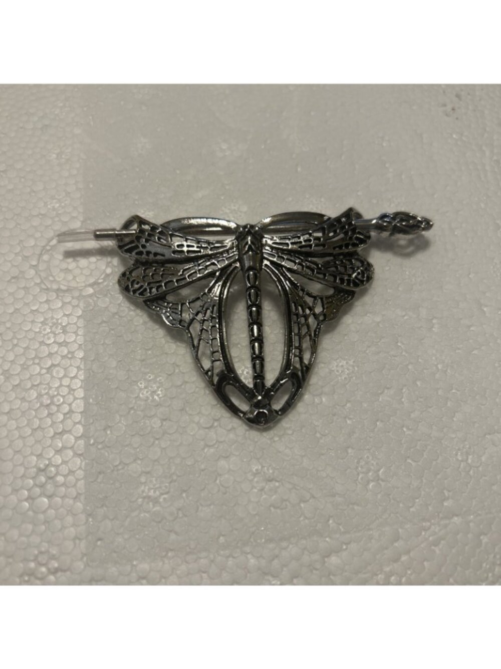 Dragon Fly Hair Pin Silver Tone Approximately 3” W/ Pin Holder - Picture 10 of 11